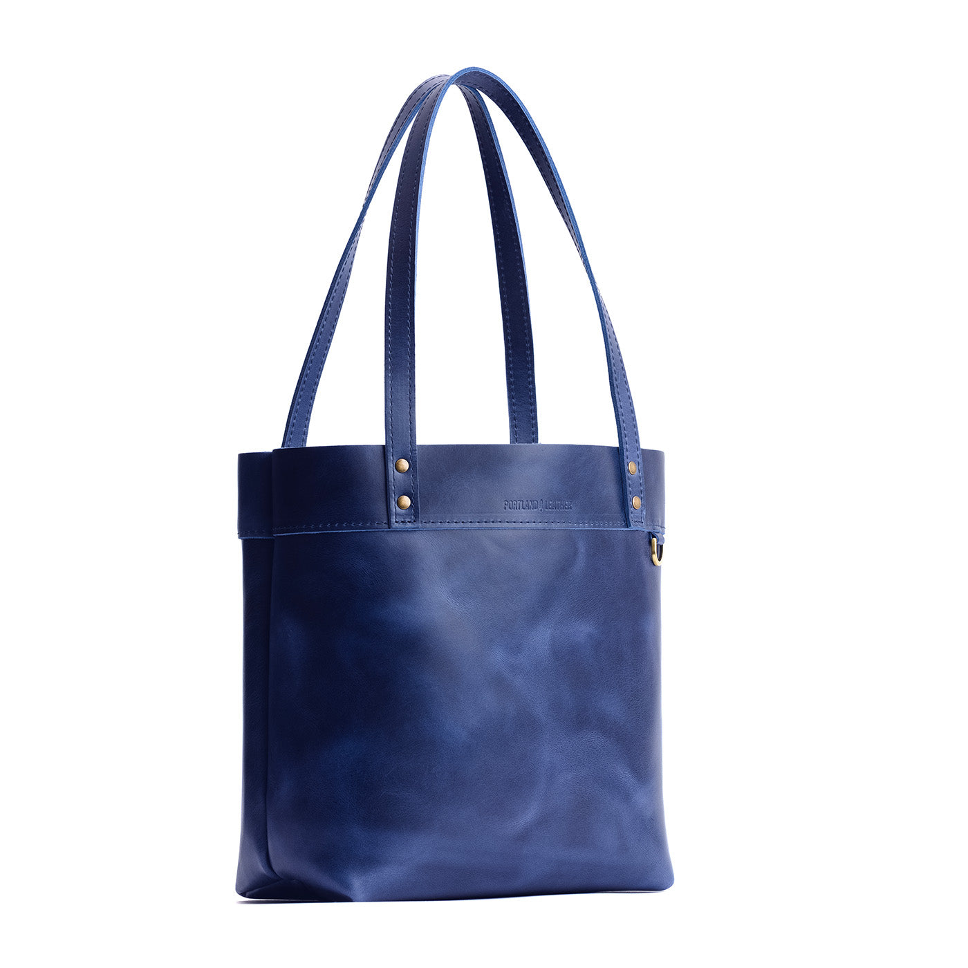 Cowboy Blue*Medium*Classic | Leather tote bag with riveted straps and exterior key loop