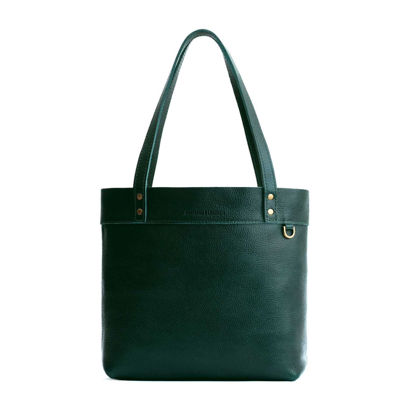 Forest Green*Medium*Classic | Leather tote bag with riveted straps and exterior key loop