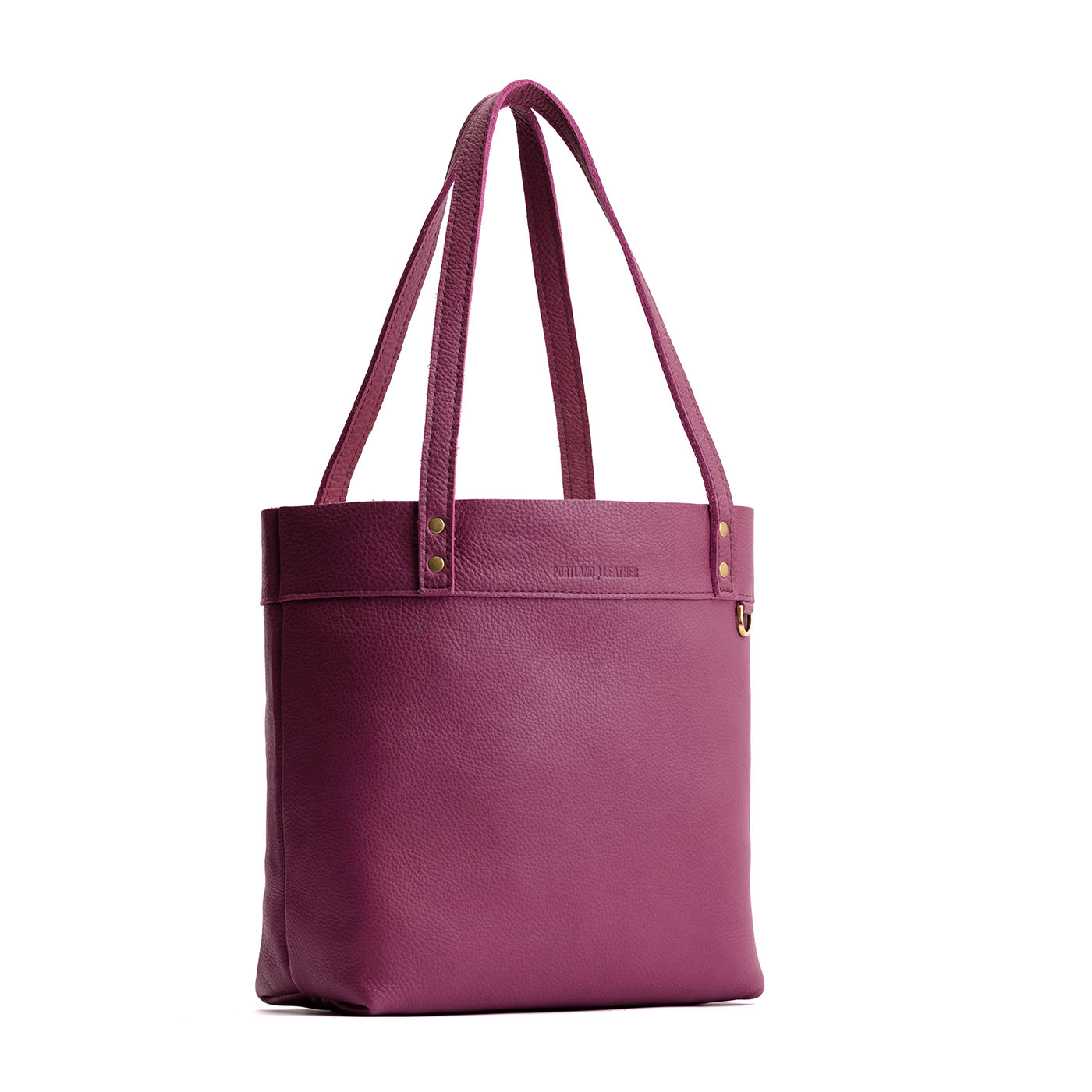 Iris*Medium*Classic | Leather tote bag with riveted straps and exterior key loop