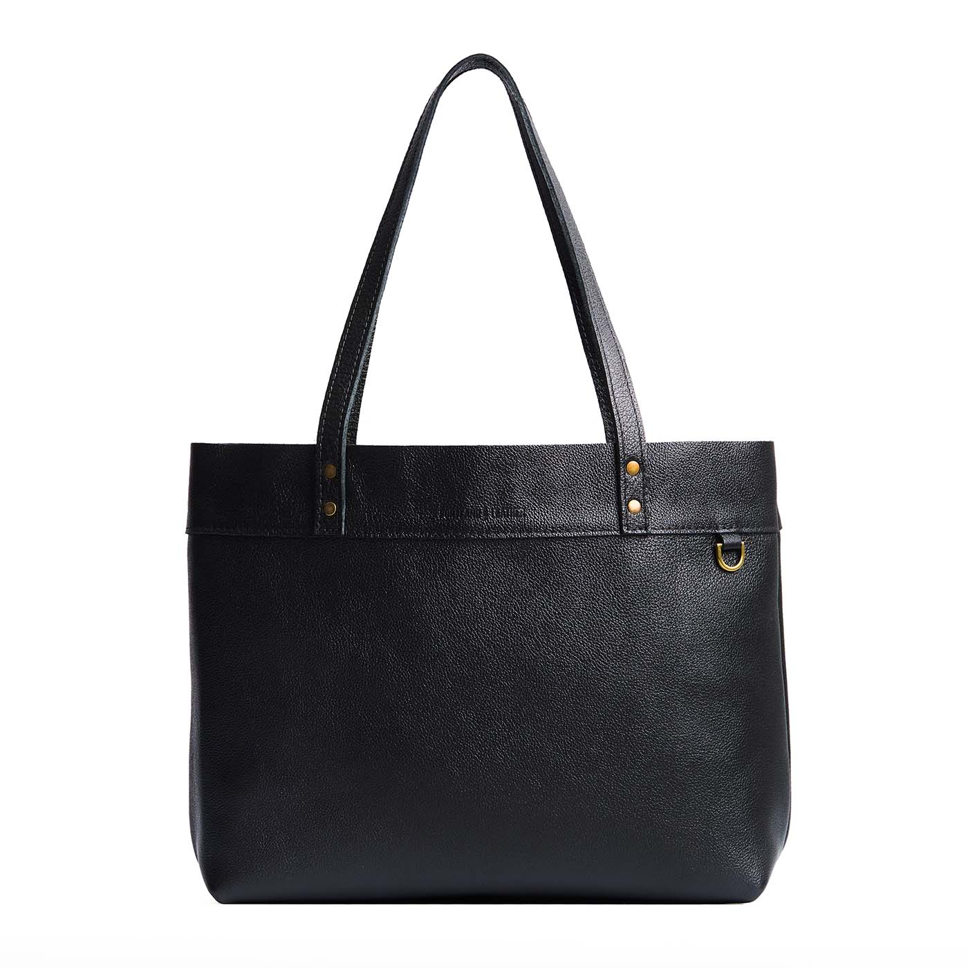 Pebbled--black*Large*Classic | Leather tote bag with riveted straps and exterior key loop