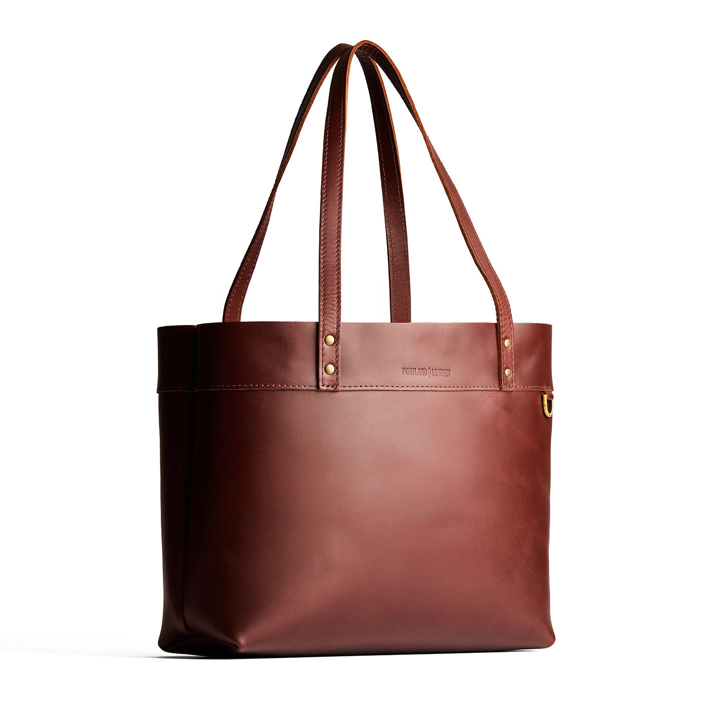 Cognac*Large*Classic | Leather tote bag with riveted straps and exterior key loop