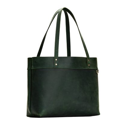 Evergreen*Large*Classic | Leather tote bag with riveted straps and exterior key loop