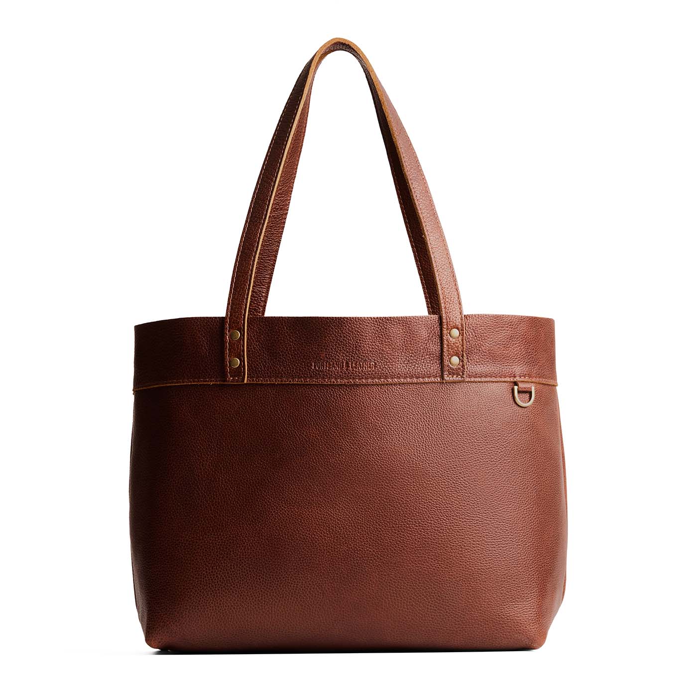 Nutmeg*Large*Classic | Leather tote bag with riveted straps and exterior key loop