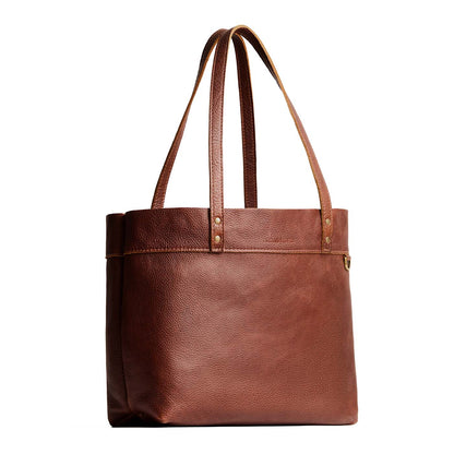 Nutmeg*Large*Classic | Leather tote bag with riveted straps and exterior key loop