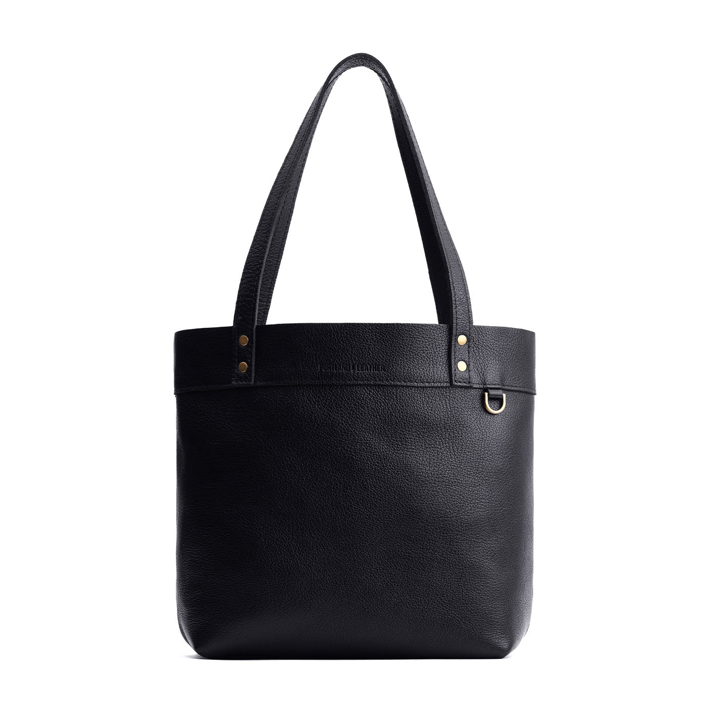 Pebbled--black*Medium*Classic | Leather tote bag with riveted straps and exterior key loop