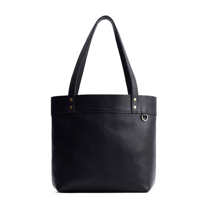 Pebbled--black*Medium*Classic | Leather tote bag with riveted straps and exterior key loop
