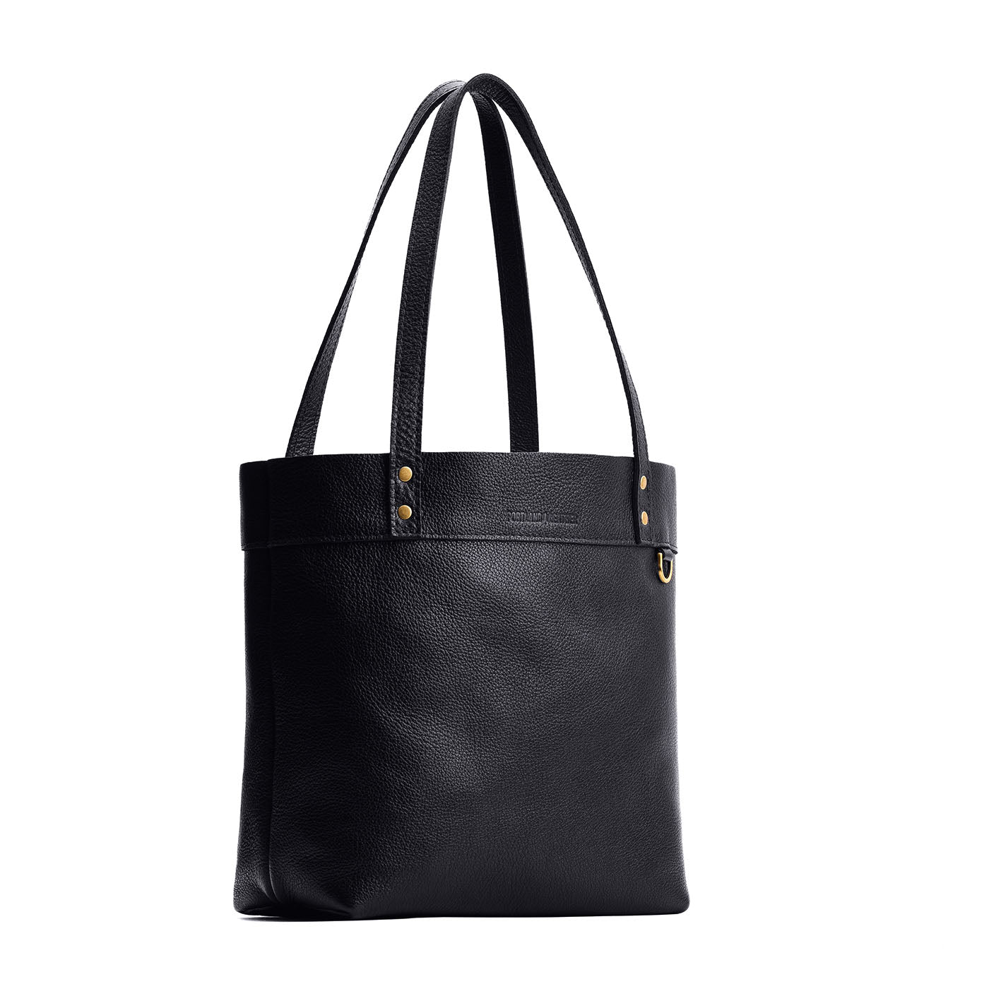 Pebbled--black*Medium*Classic | Leather tote bag with riveted straps and exterior key loop