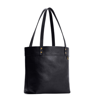 Pebbled--black*Medium*Classic | Leather tote bag with riveted straps and exterior key loop