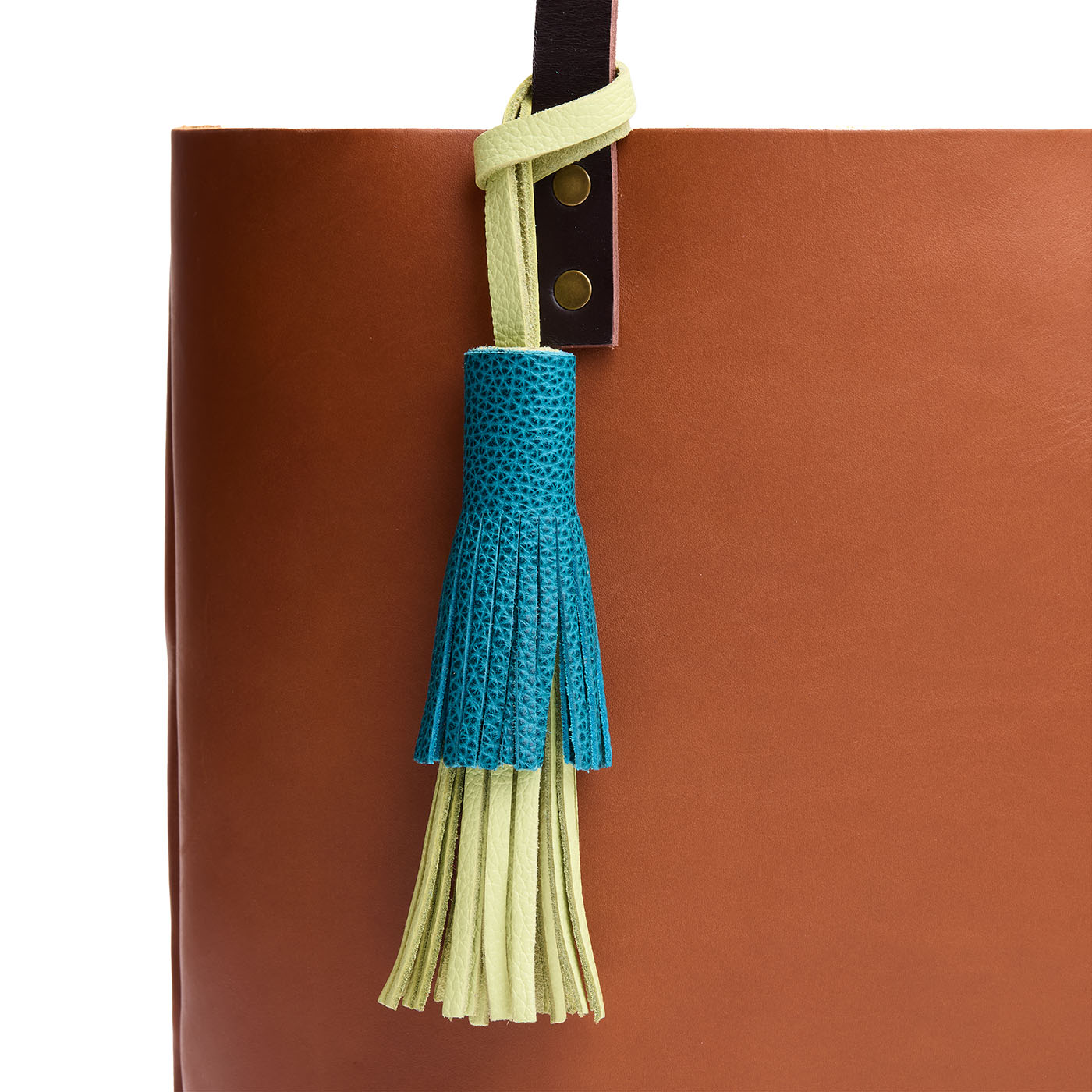 Shadow Lime | A two tiered fringe tassel on a Tote Bag