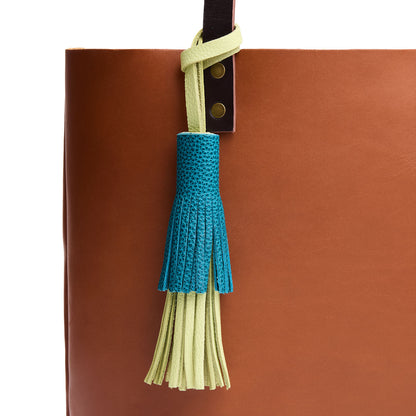 Shadow Lime | A two tiered fringe tassel on a Tote Bag