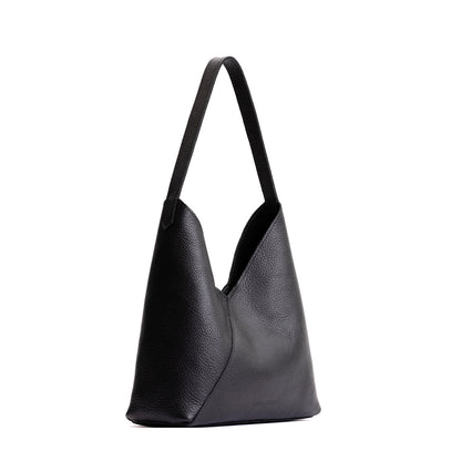Pebbled--black*Large | Mid-size shoulder bag with magnetic snap closure