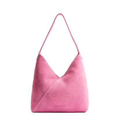 Pink Suede*Large | Mid-size shoulder bag with magnetic snap closure