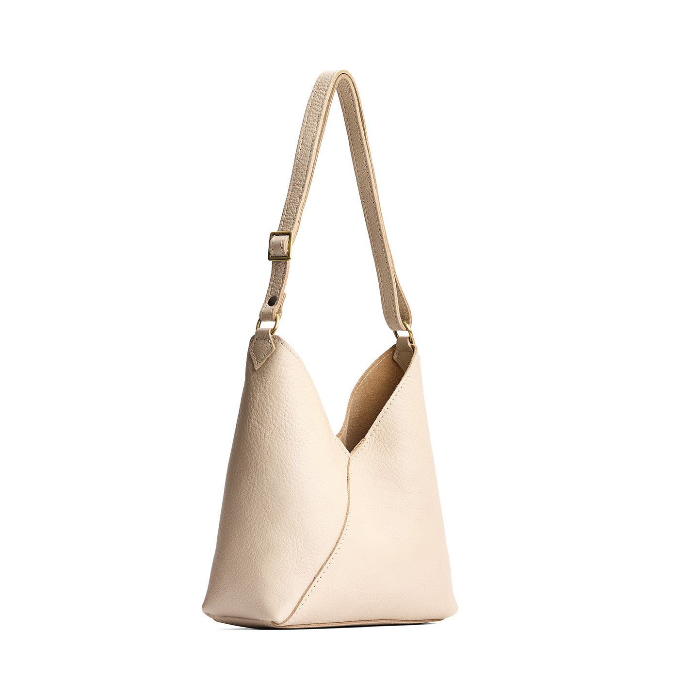 Pebbled Bone*Small | Petite shoulder bag with adjustable strap and magnetic snap closure