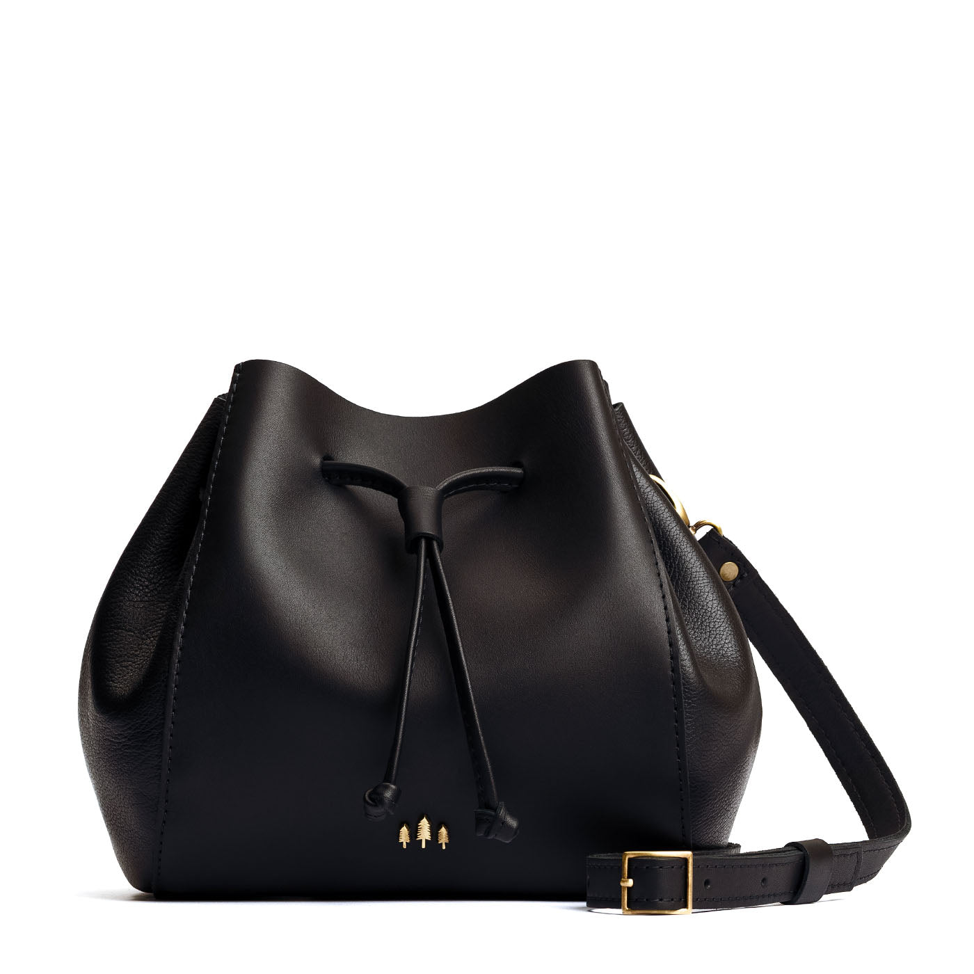 Black | Bucket bag with cinched drawstring closure