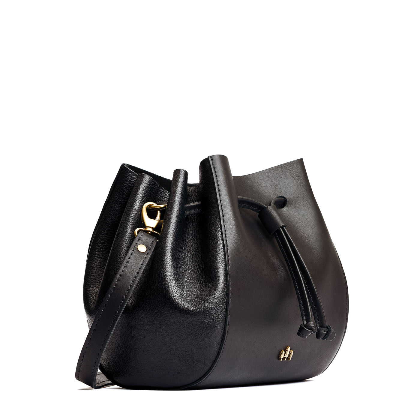 Black | Bucket bag with cinched drawstring closure