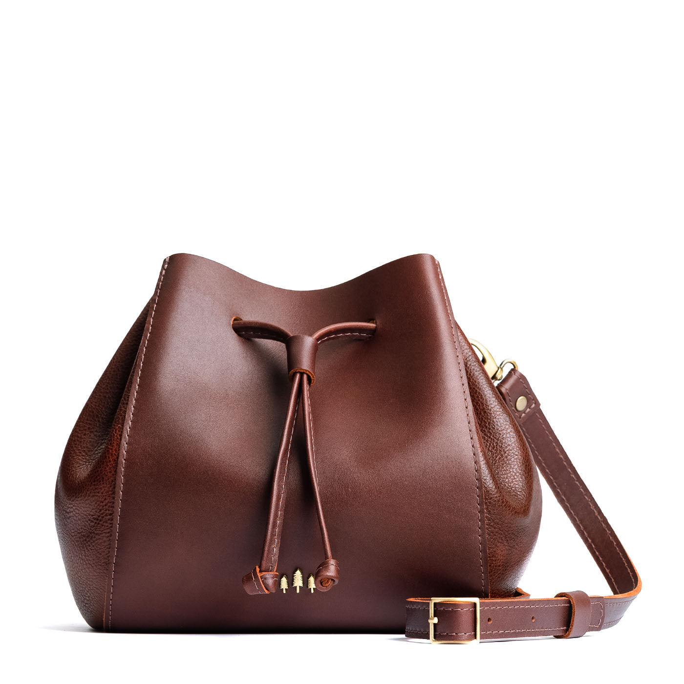 Cognac | Bucket bag with cinched drawstring closure