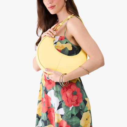 Butter Bliss*Small | Crescent shaped shoulder bag with zipper closure and adjustable strap