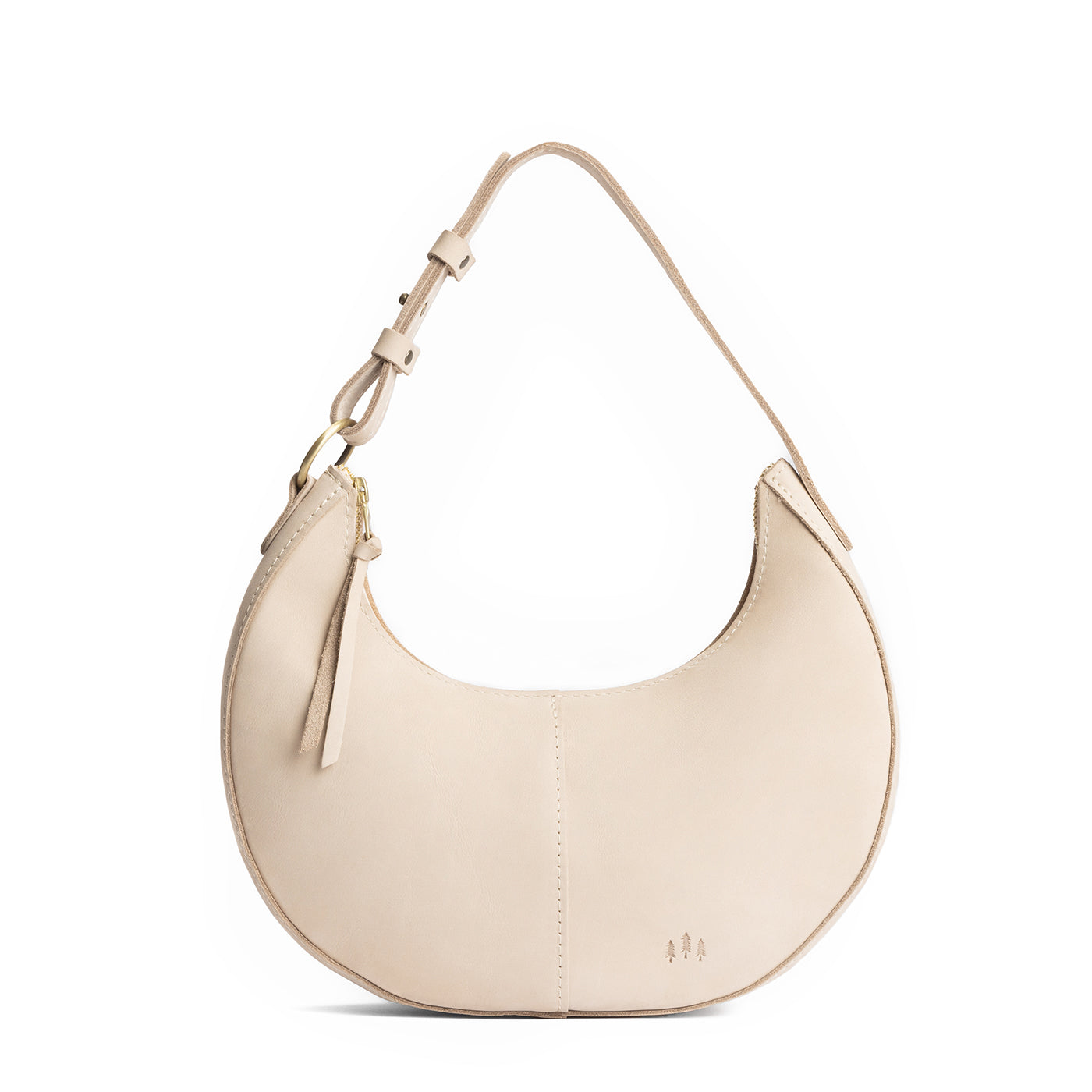 Dragon Bone*Small | Crescent shaped shoulder bag with zipper closure and adjustable strap