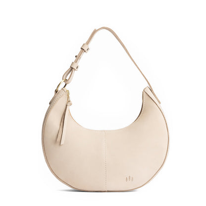 Dragon Bone*Small | Crescent shaped shoulder bag with zipper closure and adjustable strap