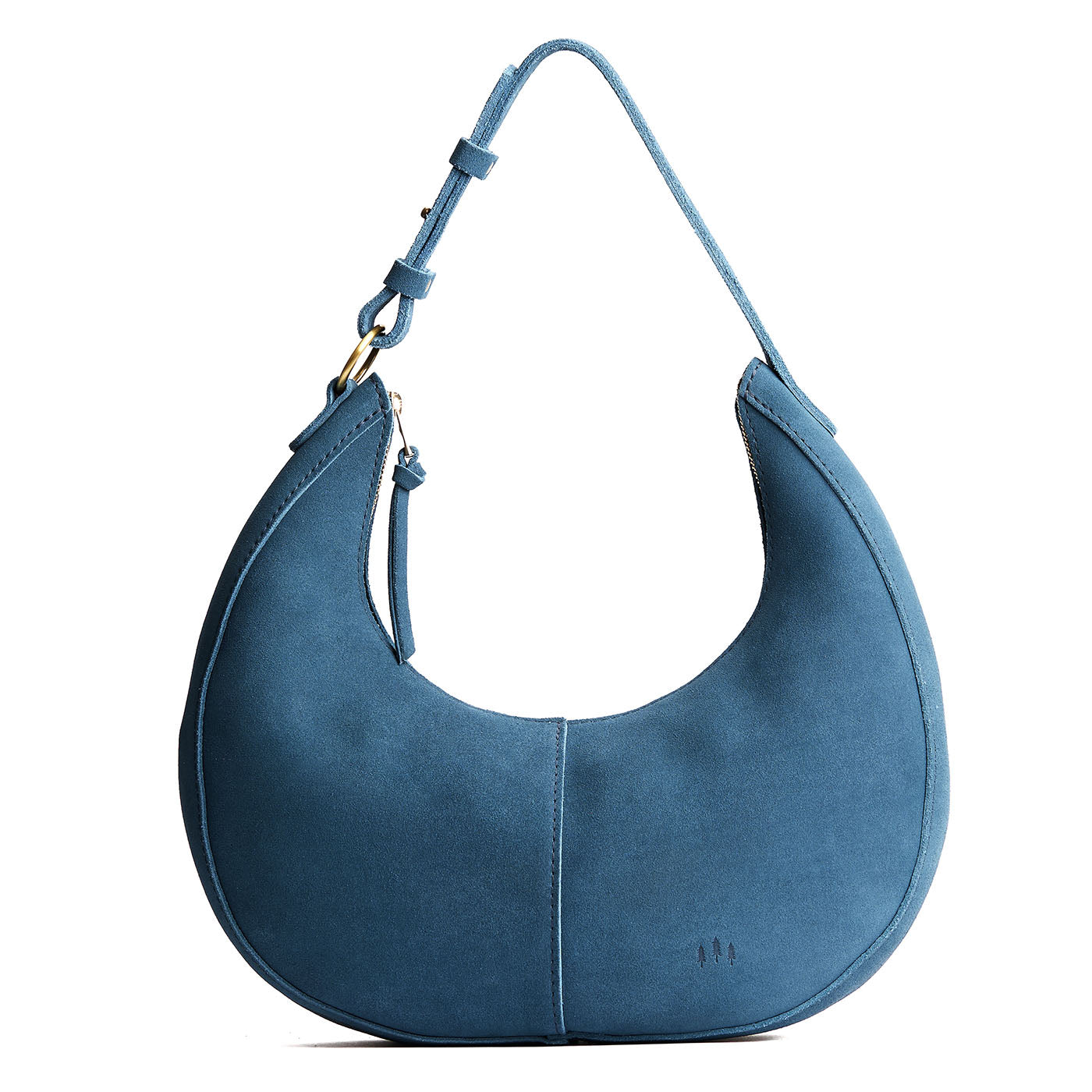 Mariner Blue*Large | Crescent shaped shoulder bag with zipper closure and adjustable strap