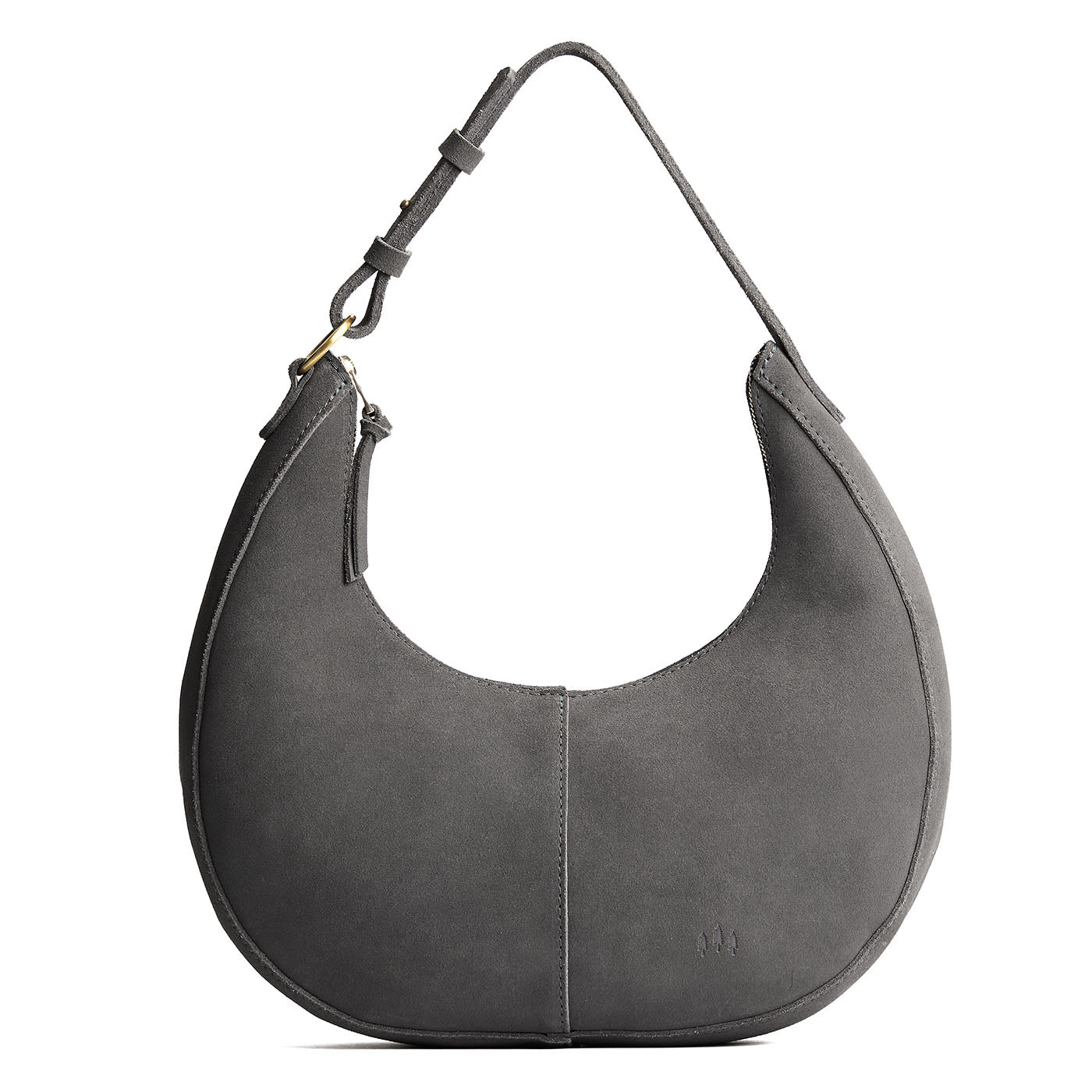 Smoke Grey*Large | Crescent shaped shoulder bag with zipper closure and adjustable strap