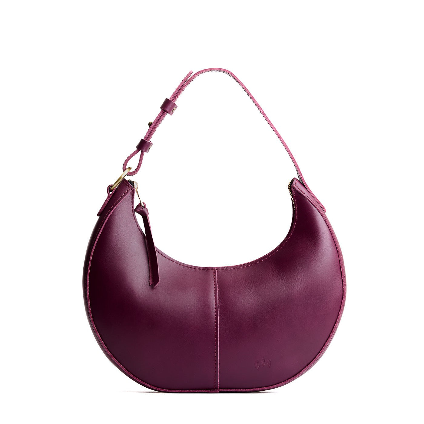 Lollipop*Small | Crescent shaped shoulder bag with zipper closure and adjustable strap