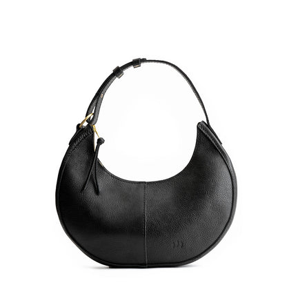 Pebbled--black*Small | Crescent shaped shoulder bag with zipper closure and adjustable strap