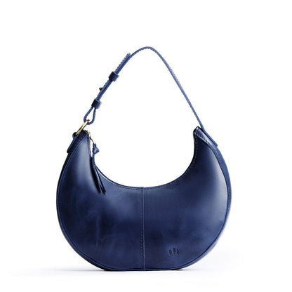 Cowboy Blue*Small | Crescent shaped shoulder bag with zipper closure and adjustable strap