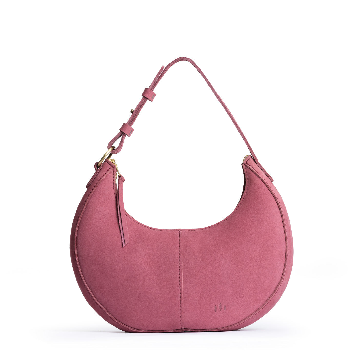 Foxglove*Small | Crescent shaped shoulder bag with zipper closure and adjustable strap