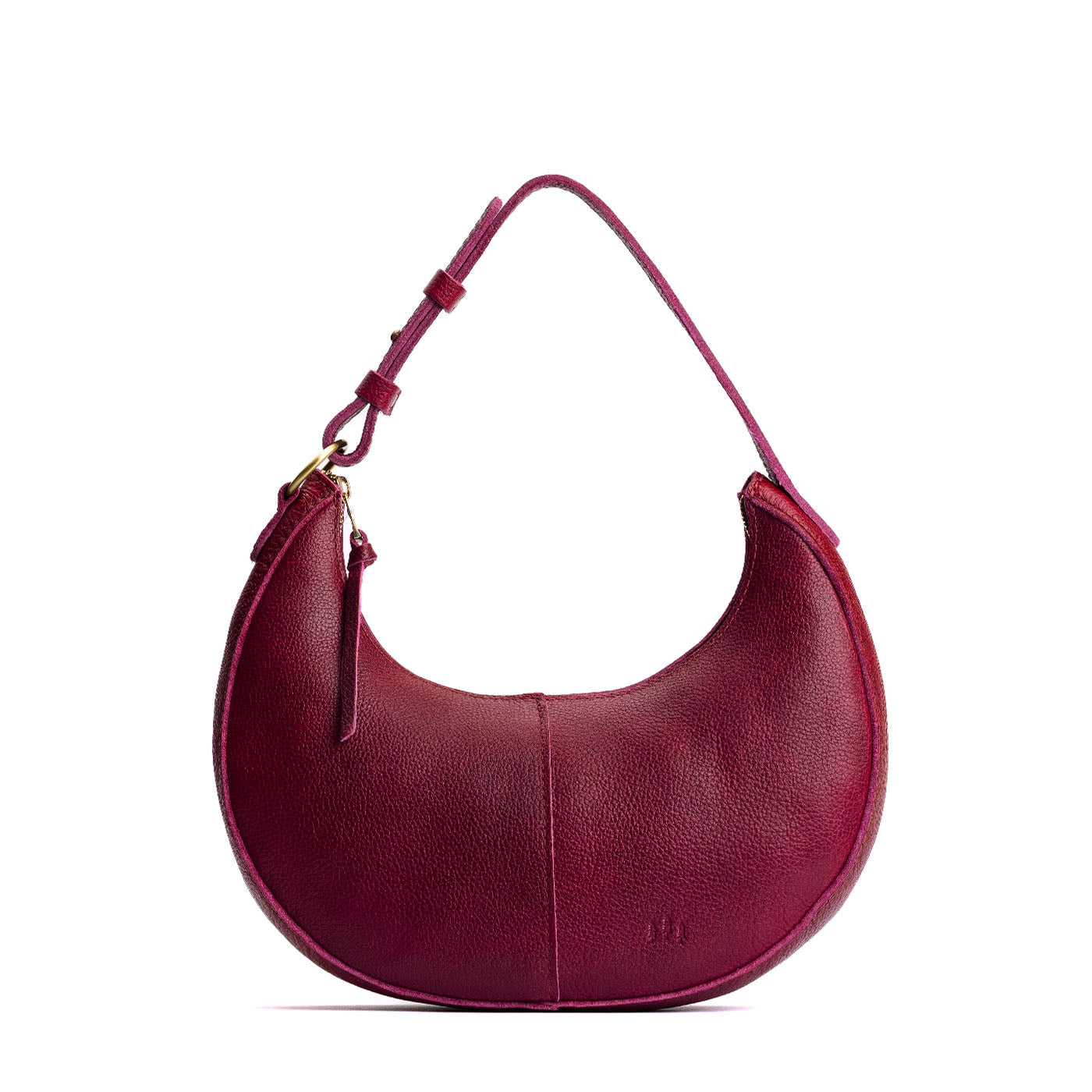 Orchid*Small | Crescent shaped shoulder bag with zipper closure and adjustable strap