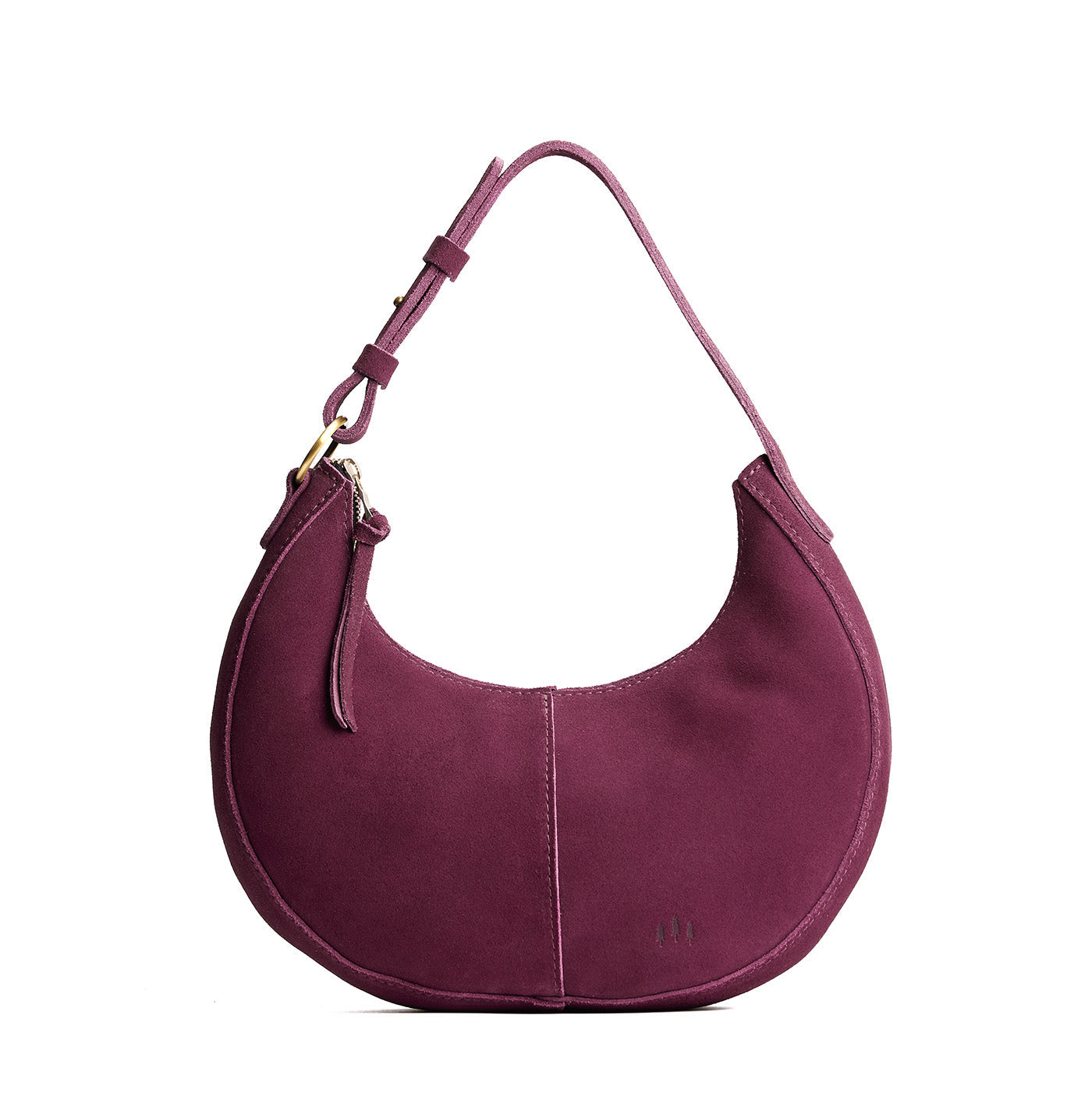 Superbloom*Small | Crescent shaped shoulder bag with zipper closure and adjustable strap
