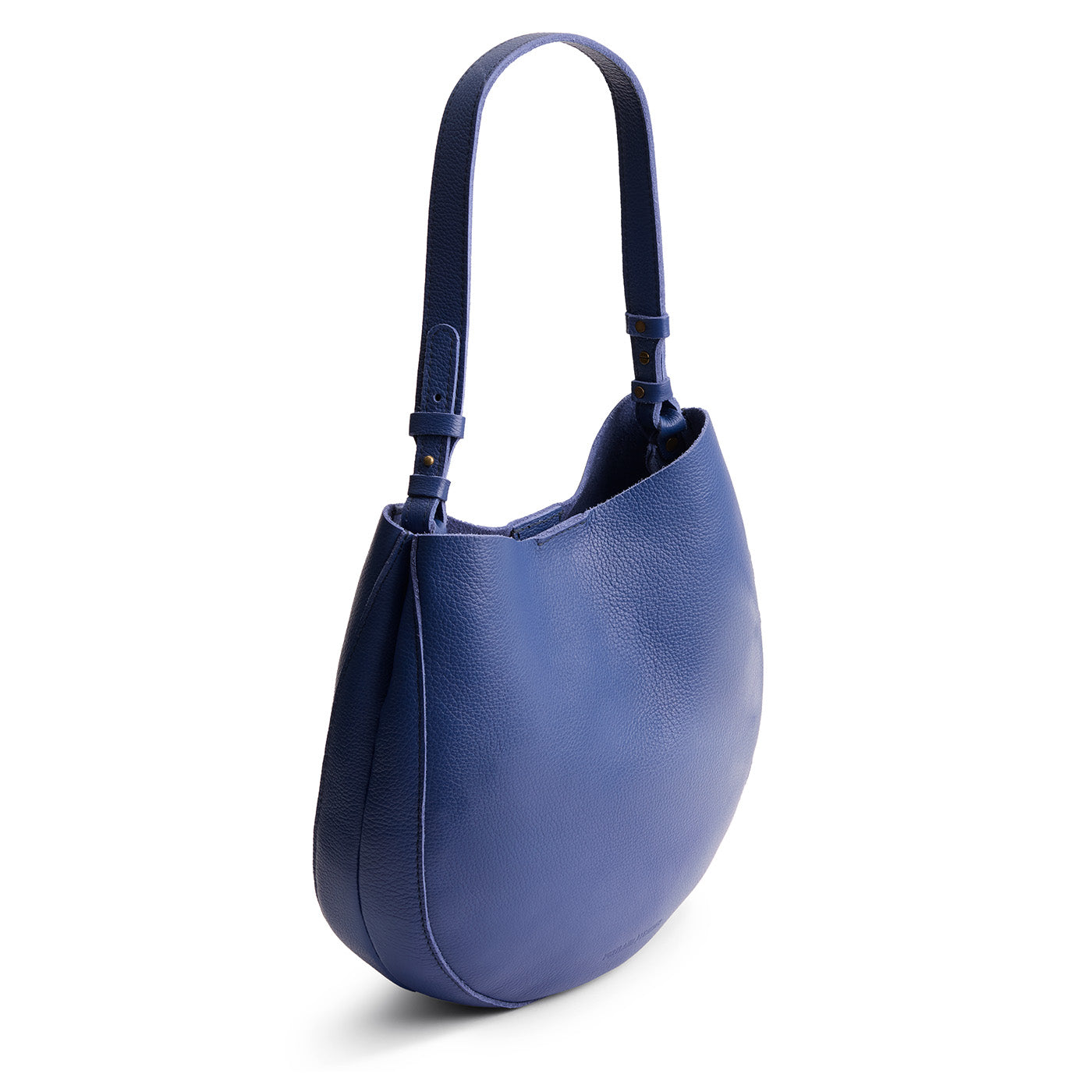 Molino Blue*Large | Rounded shoulder bag with adjustable strap on a white background