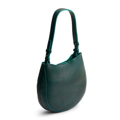 Forest Green*Medium | Rounded shoulder bag with adjustable strap on a white background
