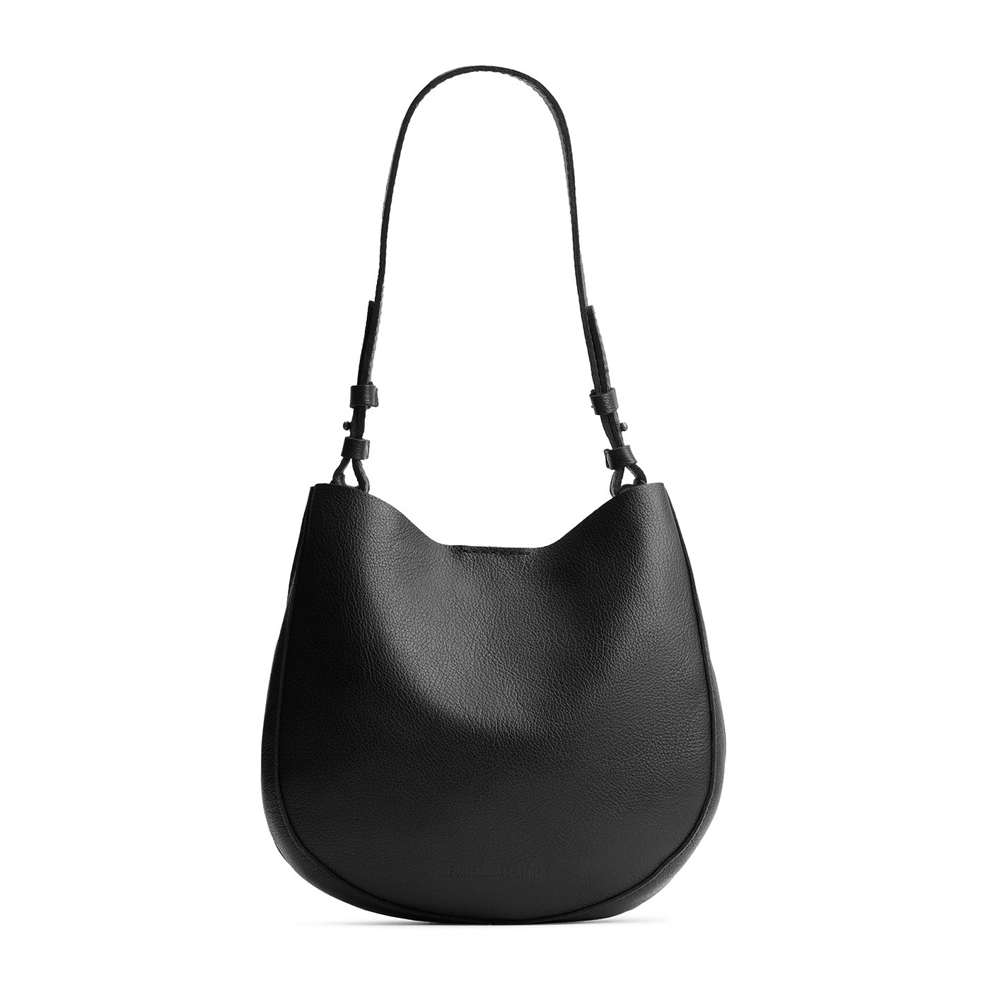 Pebbled--black*Medium | Rounded shoulder bag with adjustable strap on a white background