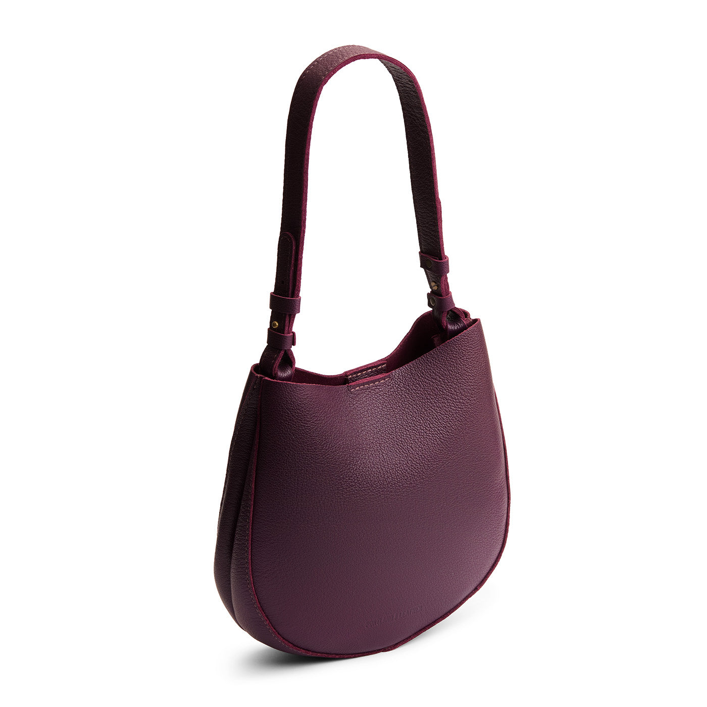 Plum*Medium | Rounded shoulder bag with adjustable strap on a white background