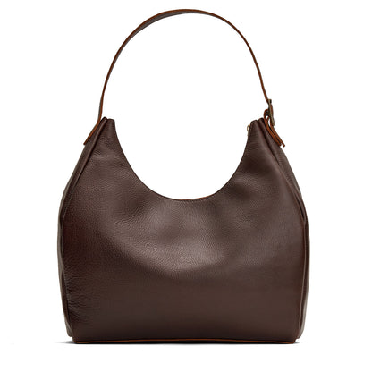 Coldbrew*Oversized | U-shaped, flat-bottomed leather shoulder bag with adjustable strap