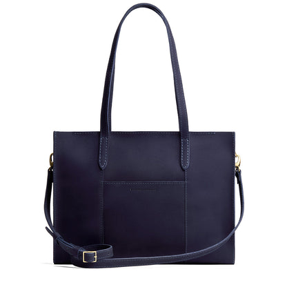 Velvet Blue*Oversized East/West | Structured wide tote bag with overlapping panels and crossbody strap