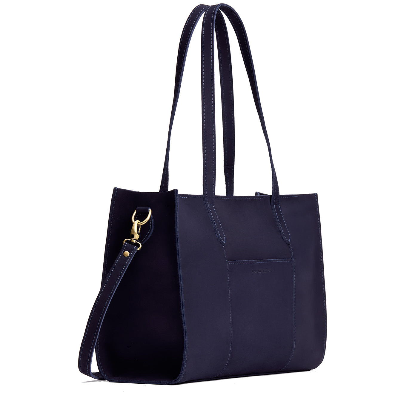 Velvet Blue*Oversized East/West | Structured wide tote bag with overlapping panels and crossbody strap