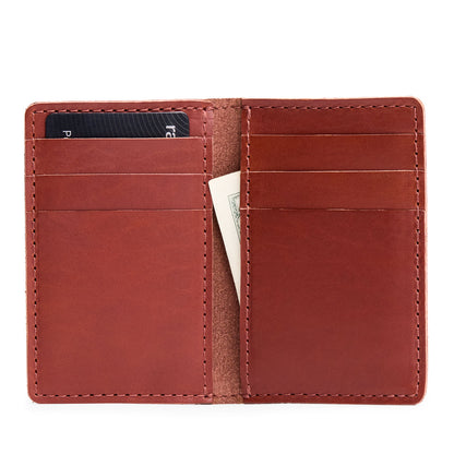 Vertical cardholder with six card slots on a white background