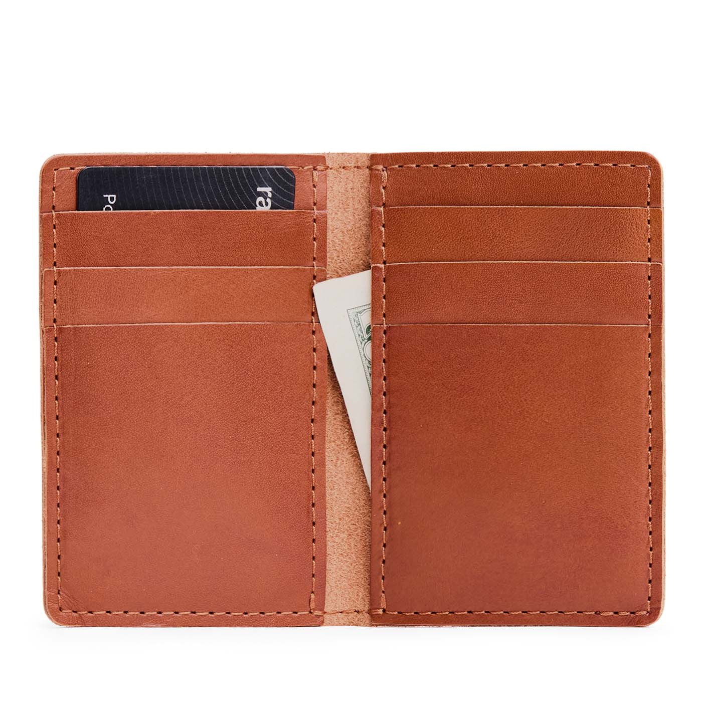 Vertical cardholder with six card slots on a white background