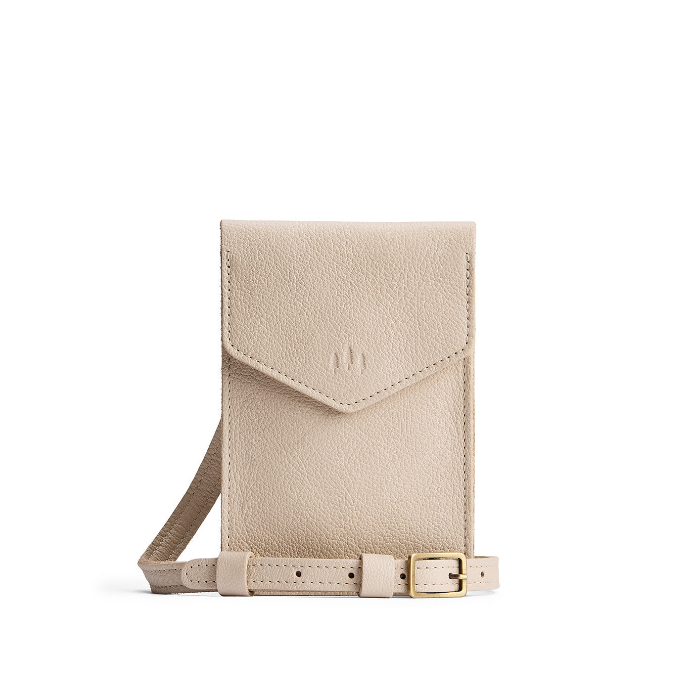 Pebbled Bone | Slim, phone-shaped crossbody purse with magnetic closure