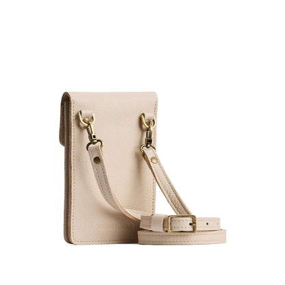Pebbled Bone | Slim, phone-shaped crossbody purse with magnetic closure