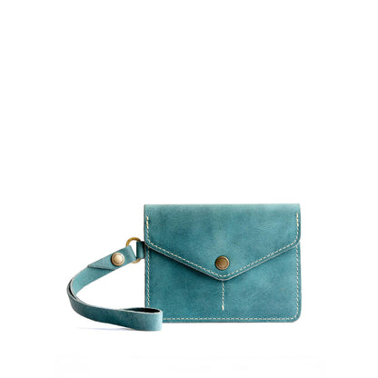 Aqua | Small Leather Passport Wristlet