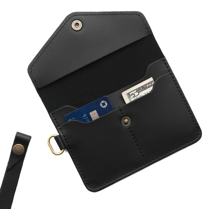 Black | Small Leather Passport Wristlet