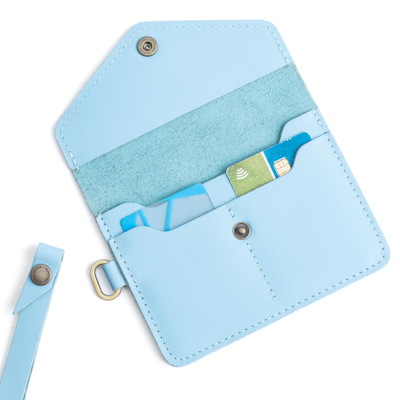 Glacial Blue | Small Leather Passport Wristlet