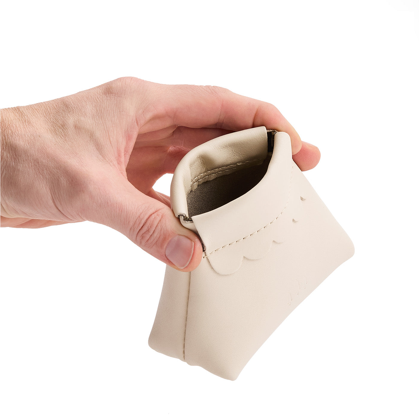 Bone | Leather coin pouch with scalloped edge and three Portland leather tree emblems