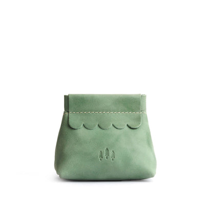 Cucumber | Leather coin pouch with scalloped edge and three Portland leather tree emblems