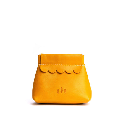 Sunflower | Leather coin pouch with scalloped edge and three Portland leather tree emblems