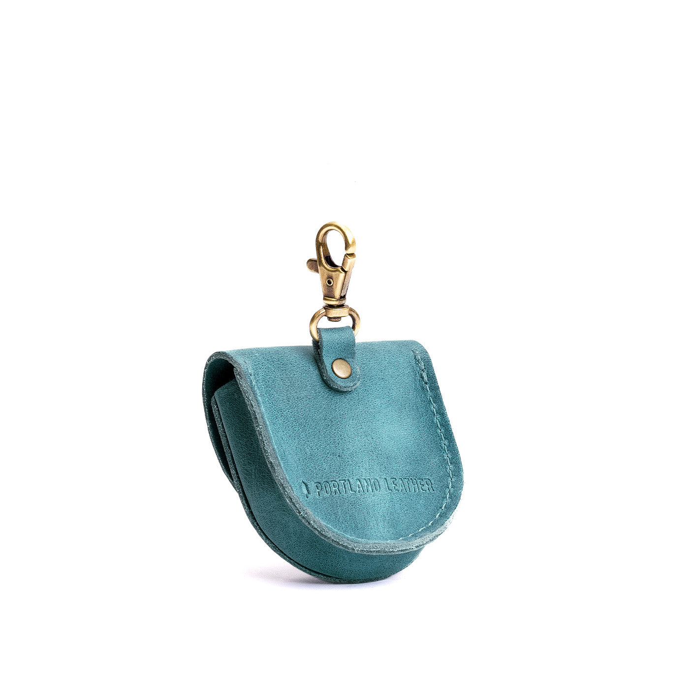 Aqua | U shaped pouch with leather flower applique