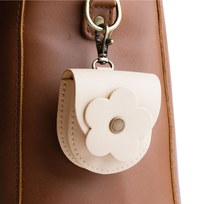 Bone | U shaped pouch with leather flower applique